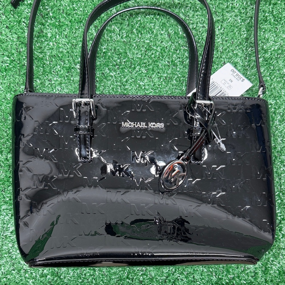 Michael Kors Jet Set Patent Logo Convertible Tote Crossbody